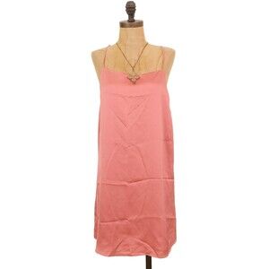 Little Lie Satin Slip Dress Size L Cross Back Strappy Mini Pink NWT B79